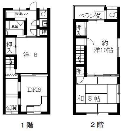 八尾市竹渕、中古一戸建ての間取り画像です