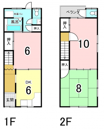 八尾市竹渕、中古一戸建ての間取り画像です