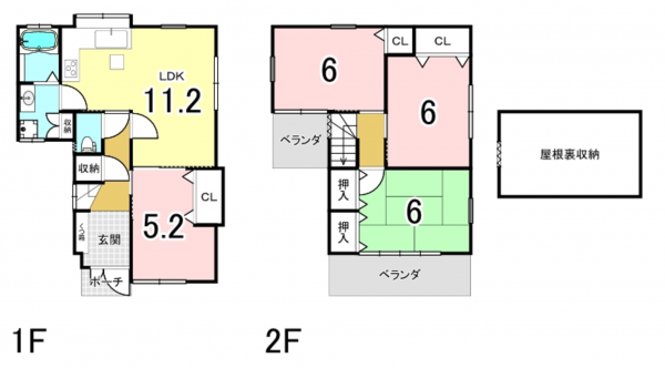 八尾市刑部、中古一戸建ての間取り画像です