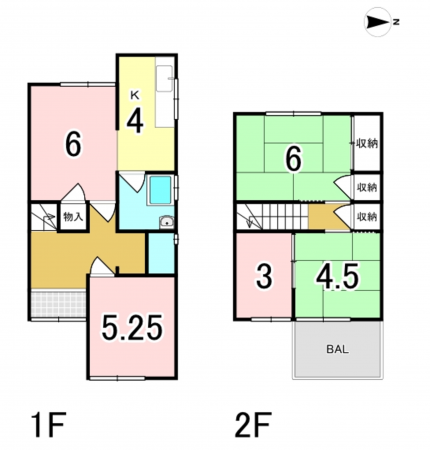 八尾市緑ヶ丘、中古一戸建ての間取り画像です