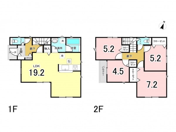 八尾市山本町北、新築一戸建ての間取り画像です