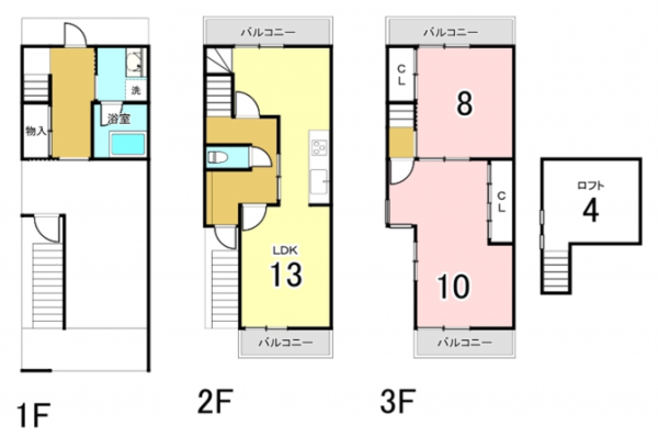 八尾市福万寺町南、中古一戸建ての間取り画像です