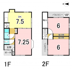 八尾市八尾木北、中古一戸建ての間取り画像です
