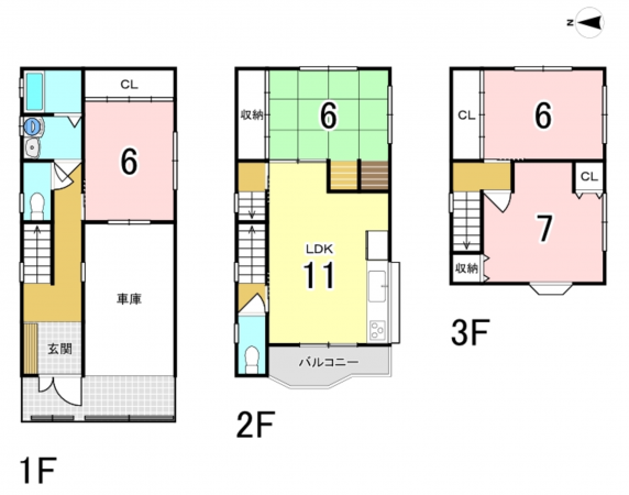 八尾市宮町、中古一戸建ての間取り画像です