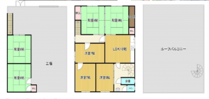 八尾市太田、中古一戸建ての間取り画像です