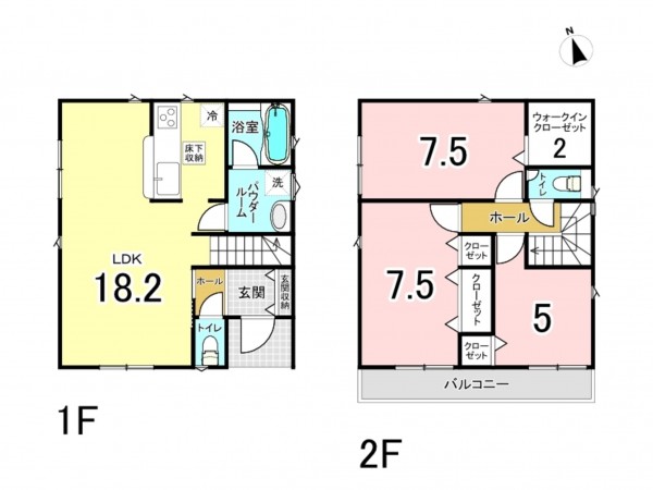 八尾市竹渕、新築一戸建ての間取り画像です