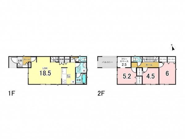 八尾市竹渕、新築一戸建ての間取り画像です