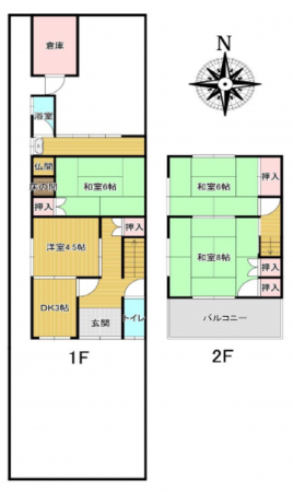 八尾市北木の本、中古一戸建ての間取り画像です