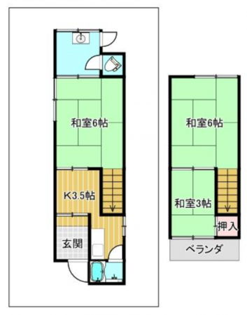 八尾市教興寺、中古一戸建ての間取り画像です