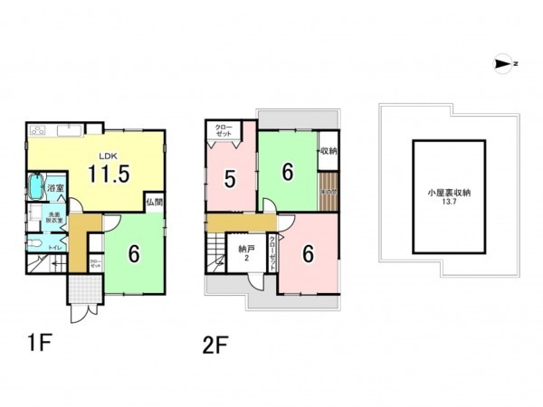 八尾市教興寺、中古一戸建ての間取り画像です