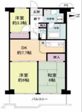 八尾市南久宝寺、マンションの間取り画像です