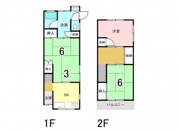八尾市山本町南、中古一戸建ての間取り画像です