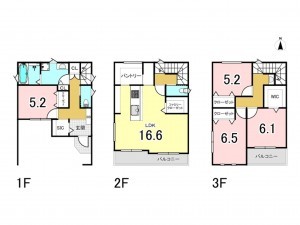 八尾市東本町、中古一戸建ての間取り画像です