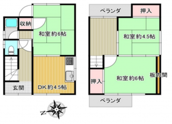 八尾市、中古一戸建ての間取り画像です