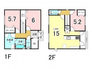 八尾市山本町南、中古一戸建ての間取り画像です