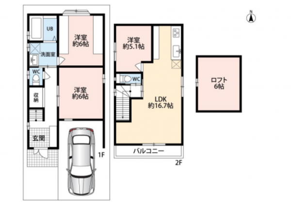 八尾市栄町、中古一戸建ての間取り画像です