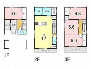 八尾市東山本新町、新築一戸建ての間取り画像です