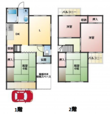 八尾市東町、中古一戸建ての間取り画像です