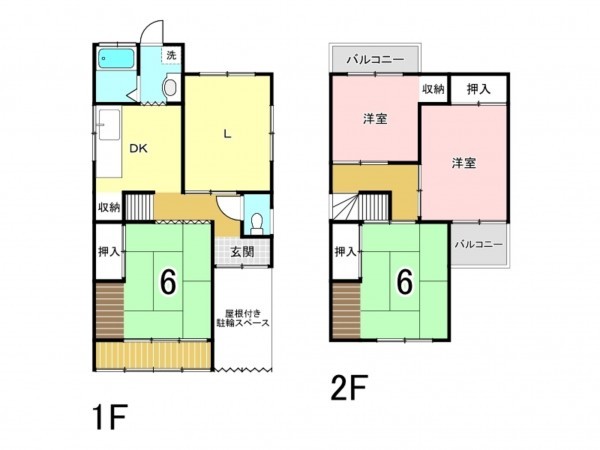 八尾市東町、中古一戸建ての間取り画像です