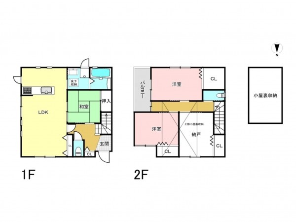 八尾市植松町、中古一戸建ての間取り画像です