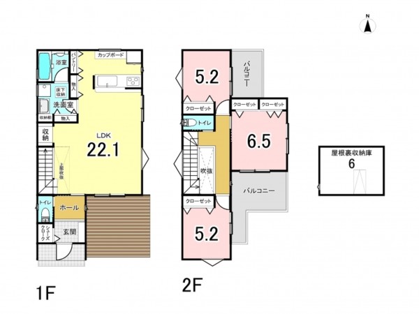 八尾市、中古一戸建ての間取り画像です