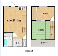 八尾市南植松町、中古一戸建ての間取り画像です