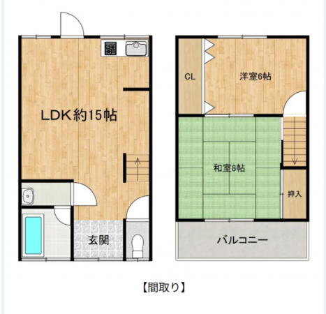 八尾市南植松町、中古一戸建ての間取り画像です