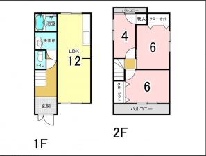 八尾市美園町、中古一戸建ての間取り画像です