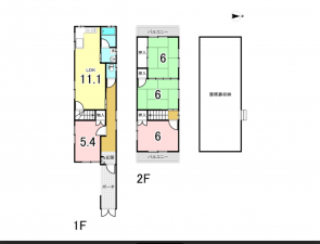 八尾市東山本新町、中古一戸建ての間取り画像です