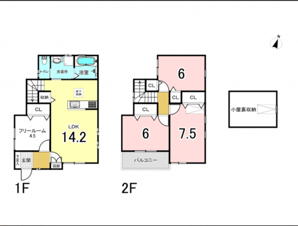 八尾市福万寺町南、中古一戸建ての間取り画像です