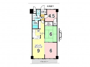 八尾市末広町、マンションの間取り画像です