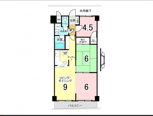 八尾市末広町、マンションの間取り画像です