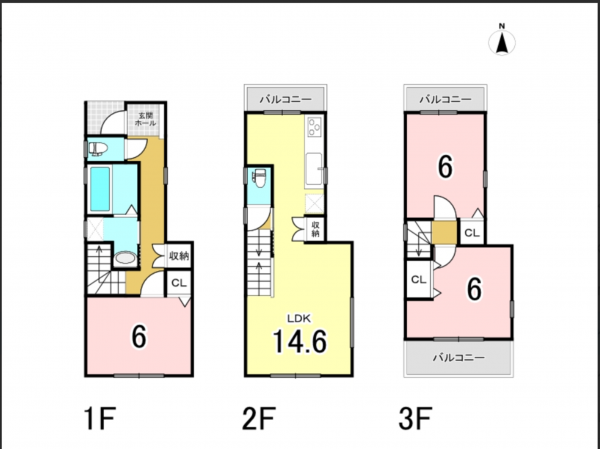 八尾市緑ヶ丘、新築一戸建ての間取り画像です