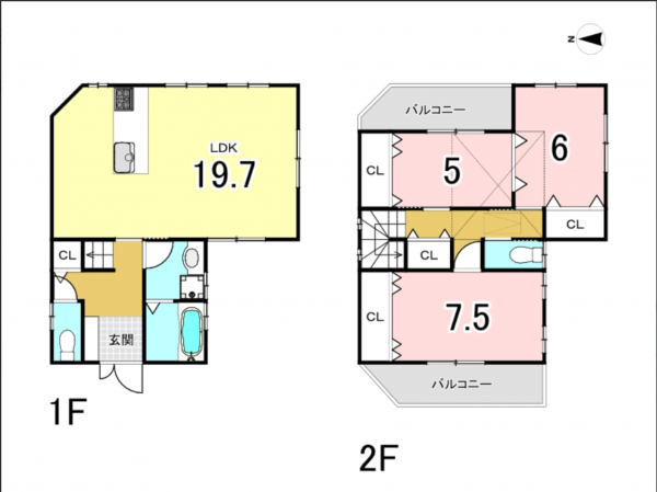八尾市東山本新町、中古一戸建ての間取り画像です