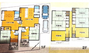 八尾市高美町、中古一戸建ての間取り画像です