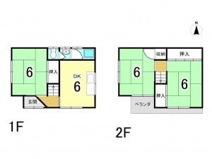 八尾市福万寺町、中古一戸建ての間取り画像です
