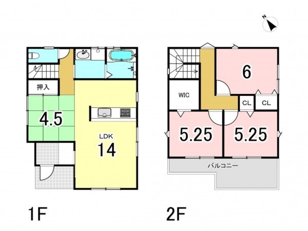 八尾市相生町、中古一戸建ての間取り画像です