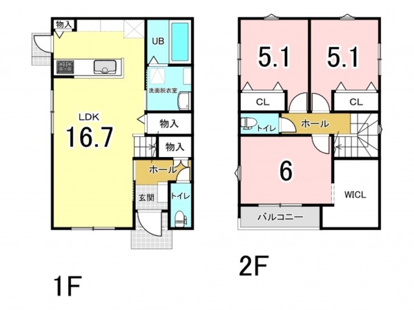 八尾市天王寺屋、新築一戸建ての間取り画像です