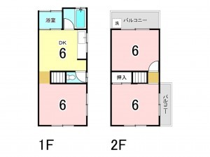 八尾市福万寺町北、中古一戸建ての間取り画像です
