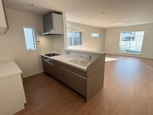 八尾市渋川町、新築一戸建てのキッチン画像です