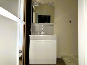 八尾市東弓削、新築一戸建ての洗面画像です