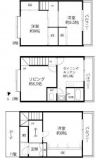 八尾市竹渕、中古一戸建ての間取り画像です