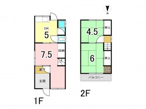 八尾市東山本新町、中古一戸建ての間取り画像です