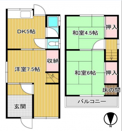 八尾市東山本新町、中古一戸建ての間取り画像です