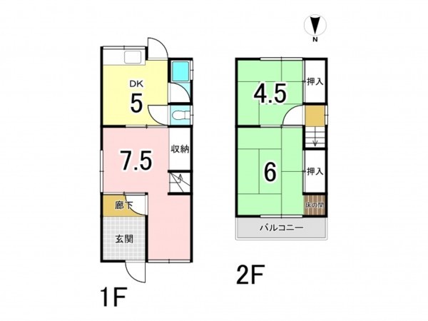 八尾市東山本新町、中古一戸建ての間取り画像です