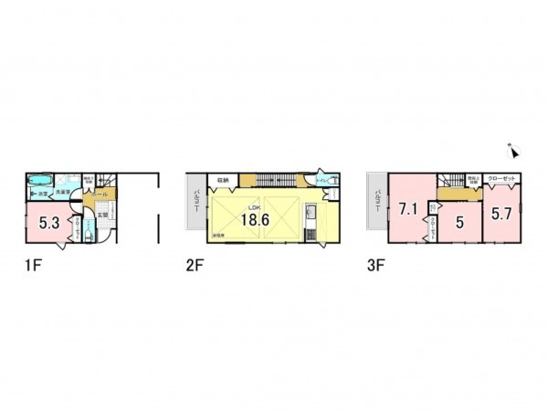八尾市相生町、新築一戸建ての間取り画像です