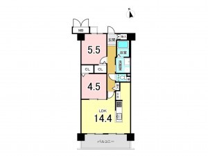 八尾市永畑町、マンションの間取り画像です