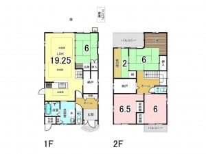 八尾市山本町南、中古一戸建ての間取り画像です