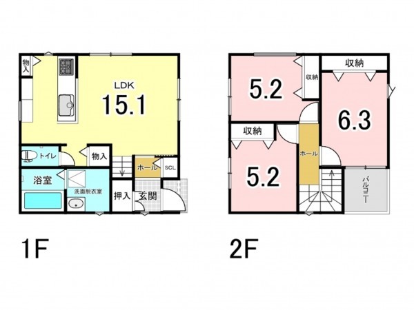 八尾市山城町、新築一戸建ての間取り画像です