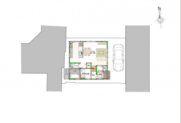 八尾市山城町、新築一戸建ての間取り画像です